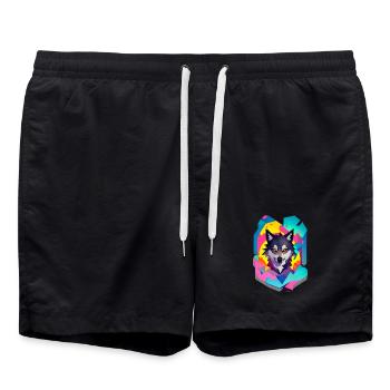 Wolf - Badeshorts - Schwarz - Vorne - AI Model Male 185 light (185cm)