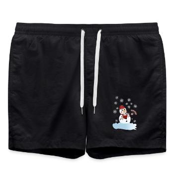 Schneemann und heiße Schokolade zu Weihnachten - Badeshorts - Schwarz - Vorne - AI Model Male 185 light (185cm)