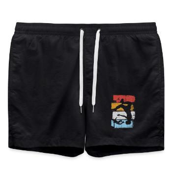 Stripes Sunset Diver Silhouette - Badeshorts - Schwarz - Vorne - AI Model Male 185 light (185cm)