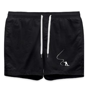 Snowboarder, Curve, Downhill, Freerider, Winter - Swim Trunks - black - Front - AI Model Male 185 light (185cm)