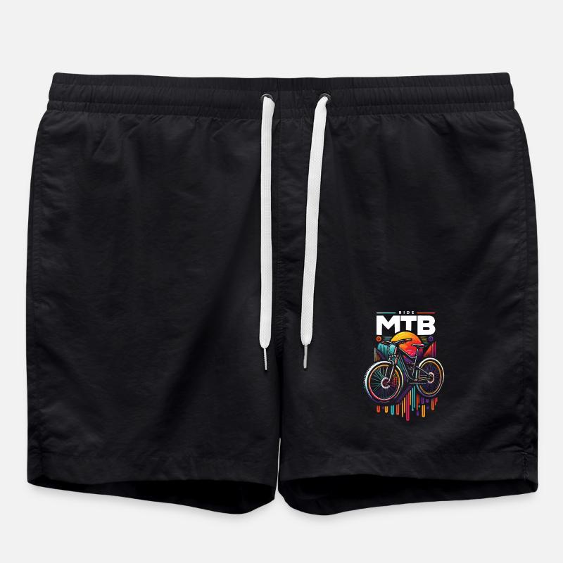 Vibrant MTB Cycling Sunset Design - Swim Trunks - black