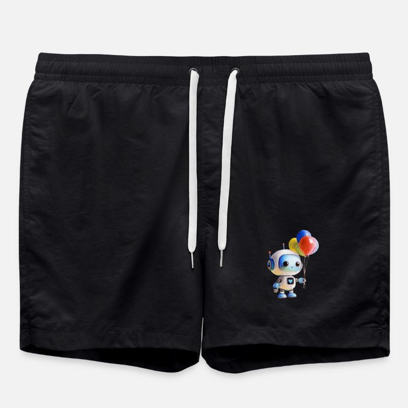 Robot Balloon - Swim Trunks - black