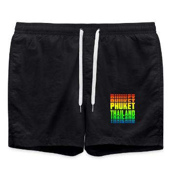 Phuket Thailand Regenbogen Design - Badeshorts - Schwarz - Vorne - AI Model Male 185 light (185cm)