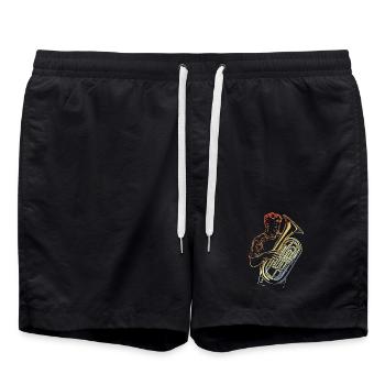 Dessin de tuba Vintage - Short de bain - noir - Devant - AI Model Male 185 light (185cm)