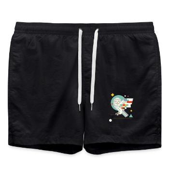 hibou géométrique - Illustration d’animal coloré moderne - Short de bain - noir - Devant - AI Model Male 185 light (185cm)