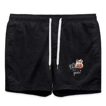 Oh Deer What a Year Weihnachtsmarkt  - Badeshorts - Schwarz - Vorne - AI Model Male 185 light (185cm)