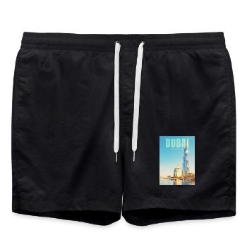 Dubai Skyline – Wüstenmetropole - Badeshorts - Schwarz - Vorne - AI Model Male 185 light (185cm)