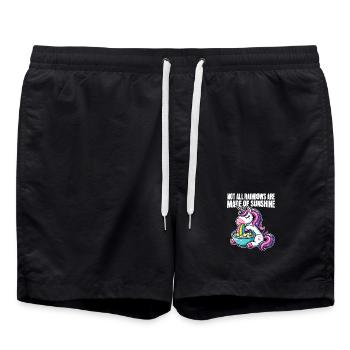 Lustiges Einhorn – Nicht alle Regenbögen - Badeshorts - Schwarz - Vorne - AI Model Male 185 light (185cm)