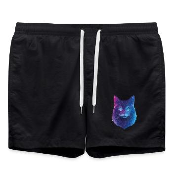 Galaktische Katze - Badeshorts - Schwarz - Vorne - AI Model Male 185 light (185cm)