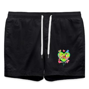 Retro Fox Foxes Vintage 80s 90s Vixen - Swim Trunks - black - Front - AI Model Male 185 light (185cm)
