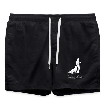 Je garde mon humain - Short de bain - noir - Devant - AI Model Male 185 light (185cm)