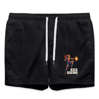 Kickboxer Cool Abstrait Power Kickboxing Cadeau - Short de bain - noir - Devant - AI Model Male 185 light (185cm)