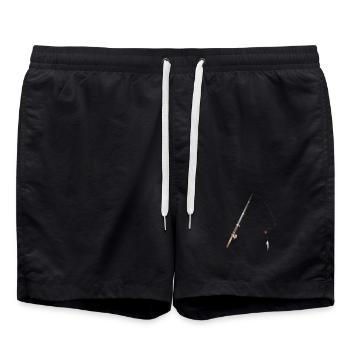 Canne à pêche avec illustration d’appât coloré - Short de bain - noir - Devant - AI Model Male 185 light (185cm)