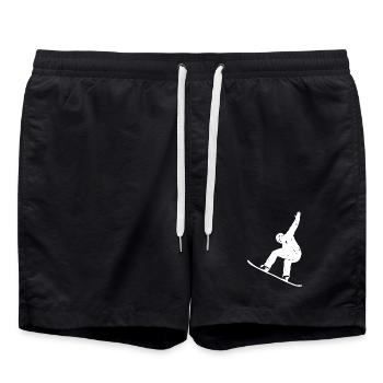 Minimalistisches Snowboard Silhouette Wintersport - Badeshorts - Schwarz - Vorne - AI Model Male 185 light (185cm)