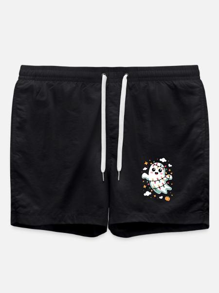 Süßer Geist mit Weihnachtslichtern - Badeshorts - Schwarz