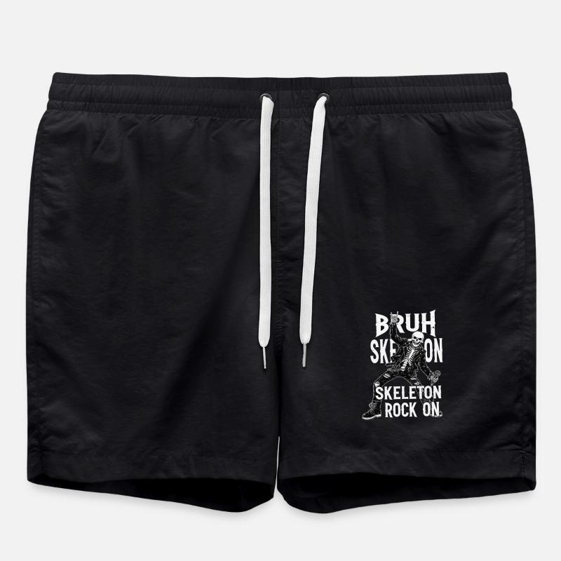 Skeleton Rock Leather Punk - Swim Trunks - black