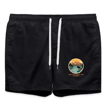 Chemise du parc national de Grand Teton, Wyoming, États-Unis - Short de bain - noir - Devant - AI Model Male 185 light (185cm)