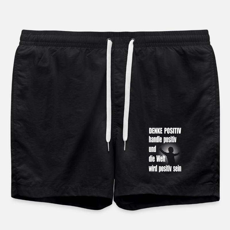 Positive Thinking Motivational Saying Man - Swim Trunks - black