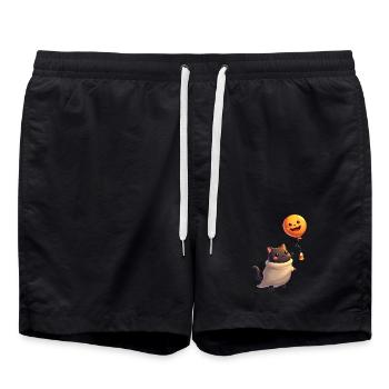 Halloween Cat with Halloween Pumpkin - Swim Trunks - black - Front - AI Model Male 185 light (185cm)