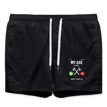 Viking Mythology Valhalla Warrior Axe Sayings - Swim Trunks - black - Front - AI Model Male 185 light (185cm)