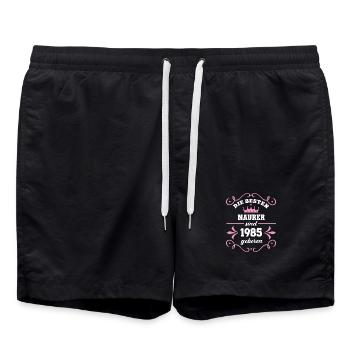Anniversaire de maçon 1985 Vintage Maçonnerie Naissance - Short de bain - noir - Devant - AI Model Male 185 light (185cm)