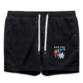 Nach Fest kommt ab (Handwerkerspruch) - Badeshorts - Schwarz - Vorne - AI Model Male 185 light (185cm)