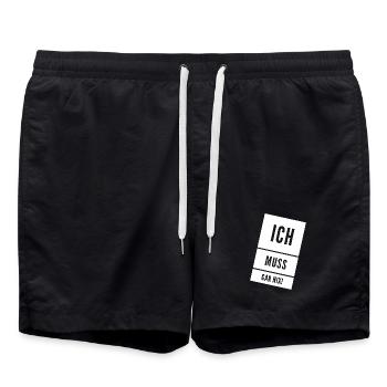 Ich muss gar nix! Lustiger Spruch - Badeshorts - Schwarz - Vorne - AI Model Male 185 light (185cm)