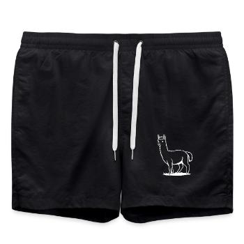 Alpaka T-shirt Geschenk  - Badeshorts - Schwarz - Vorne - AI Model Male 185 light (185cm)