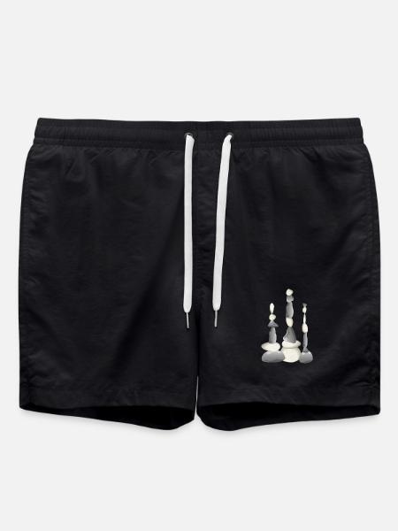 Three Zen-style balancing stone towers - Swim Trunks - black