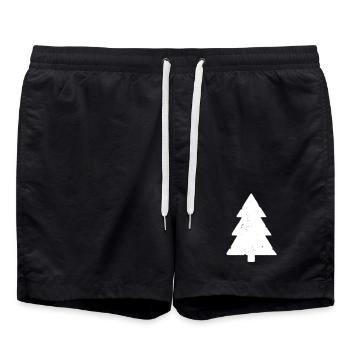 Christmas Tree Forest Grunge Vintage Vector - Swim Trunks - black - Front - AI Model Male 185 light (185cm)