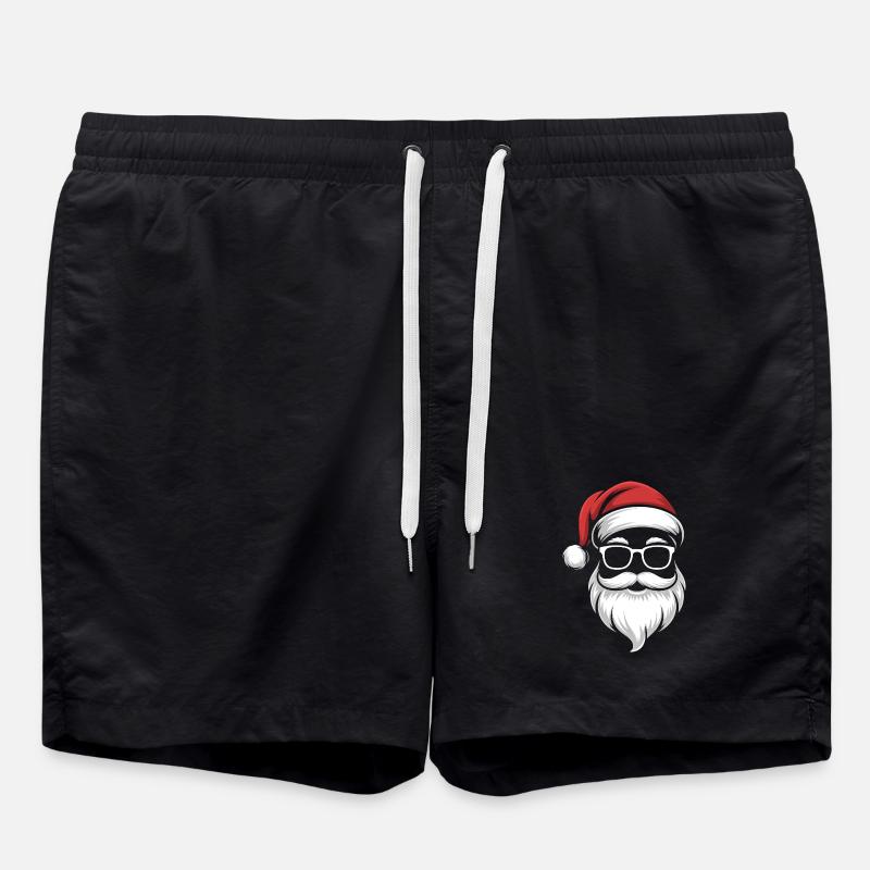 Santa with sunglasses and cap - Swim Trunks - black