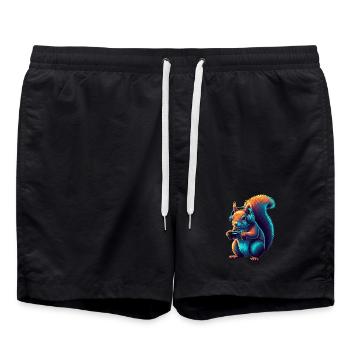 Eichhörnchen Gaming Tier Videospiele Lustiges - Badeshorts - Schwarz - Vorne - AI Model Male 185 light (185cm)