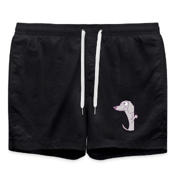 Chiot teckel drôle qui regarde, amoureux des chiots - Short de bain - noir - Devant - AI Model Male 185 light (185cm)
