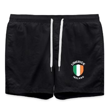 Limerick Irland Flaggenschild - Badeshorts - Schwarz - Vorne - AI Model Male 185 light (185cm)