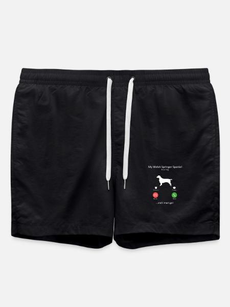 Welsh Springer Spaniel Is Calling Funny Dog - Swim Trunks - black