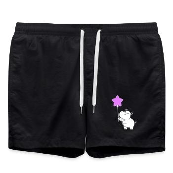 Süßes Nilpferd Stern Ballon Party - Badeshorts - Schwarz - Vorne - AI Model Male 185 light (185cm)