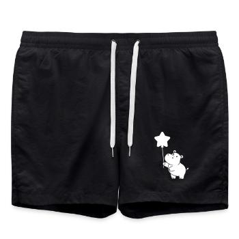 Nilpferd Stern Ballon Silhouette - Badeshorts - Schwarz - Vorne - AI Model Male 185 light (185cm)