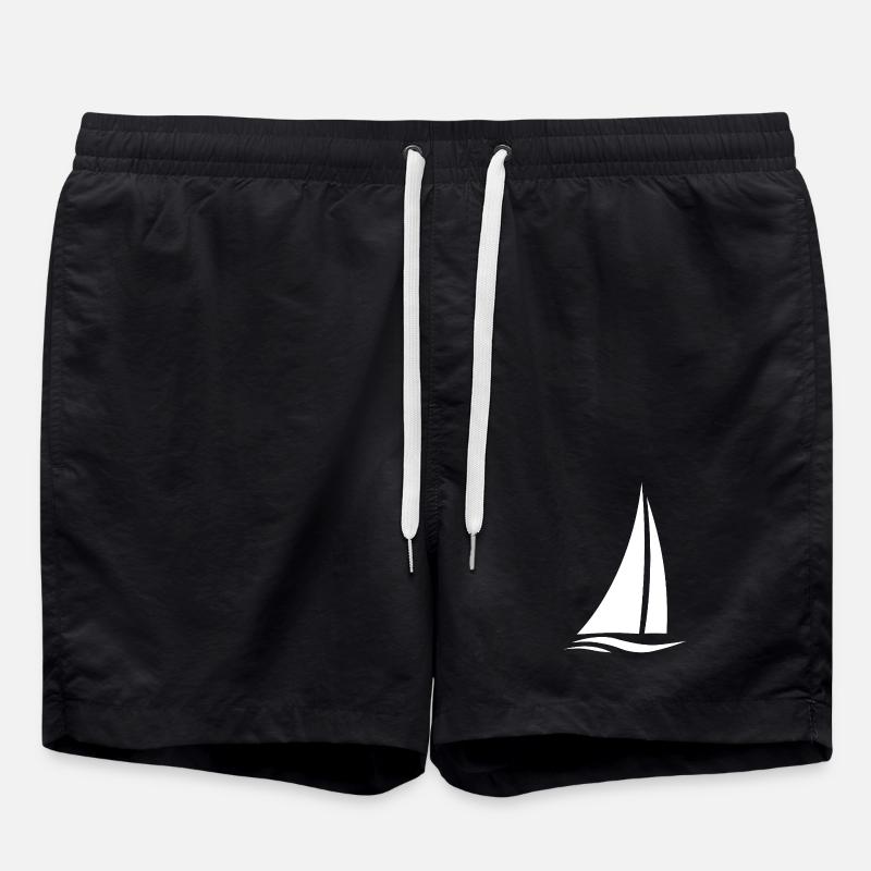 Voilier blanc sur les vagues - Short de bain - noir