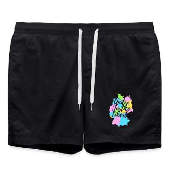 Map of Germany - Unity, Justice & Freedom 2 - Swim Trunks - black - Front - AI Model Male 185 light (185cm)