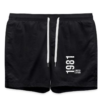 Jahrgang 1981 Retro Shirt zum 45. Geburtstag - Badeshorts - Schwarz - Vorne - AI Model Male 185 light (185cm)