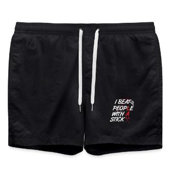 Je bats les gens avec un bâton Art sportif de crosse - Short de bain - noir - Devant - AI Model Male 185 light (185cm)