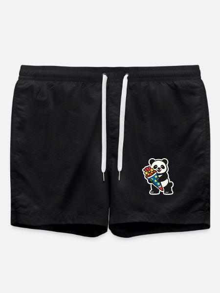 Panda Bear I'm 1st Grade School Enrollment Gift - Swim Trunks - black