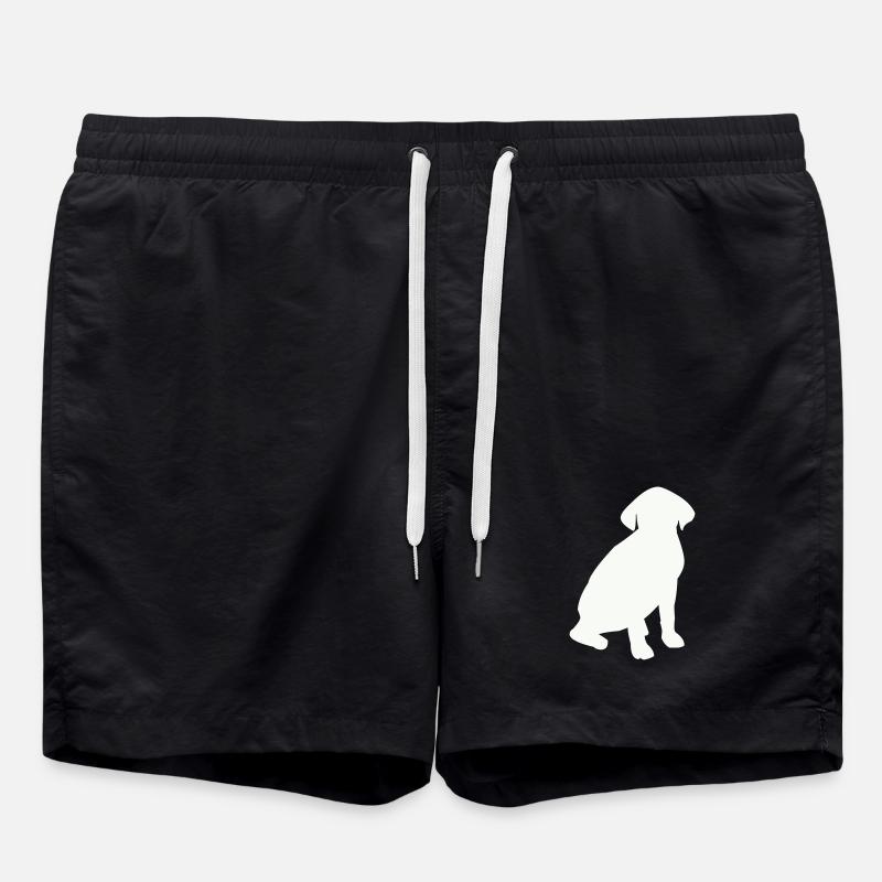 Seated Dog Silhouette - Swim Trunks - black
