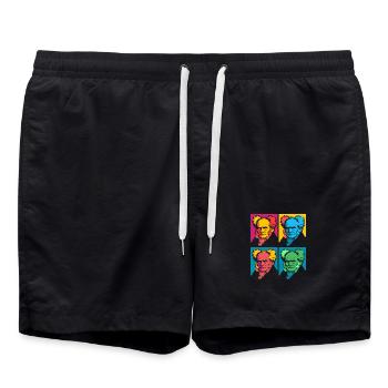 Bloc de portraits pop-art Schopenhauer - Short de bain - noir - Devant - AI Model Male 185 light (185cm)