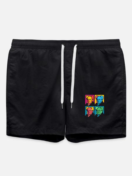 Schopenhauer Pop-Art Portrait Block - Swim Trunks - black