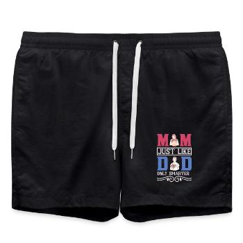 Funny Mom Gift – Just Like Dad Only Smarter Shirt - Swim Trunks - black - Front - AI Model Male 185 light (185cm)