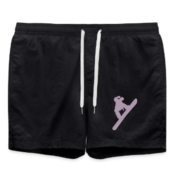 Snowboarder Silhouette Winter Sport Snow - Swim Trunks - black - Front - AI Model Male 185 light (185cm)