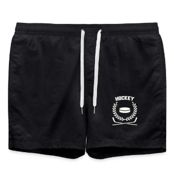 Emblème de hockey avec disque et laurier - Short de bain - noir - Devant - AI Model Male 185 light (185cm)