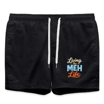 Sarcasme – Profiter pleinement de la vie – L - Short de bain - noir - Devant - AI Model Male 185 light (185cm)
