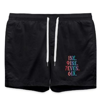 Vintage 1976 - Badeshorts - Schwarz - Vorne - AI Model Male 185 light (185cm)